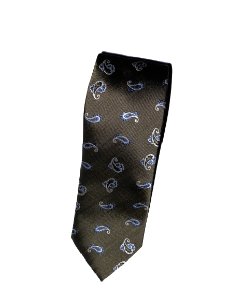 Cravată mătase maro cu model anemone