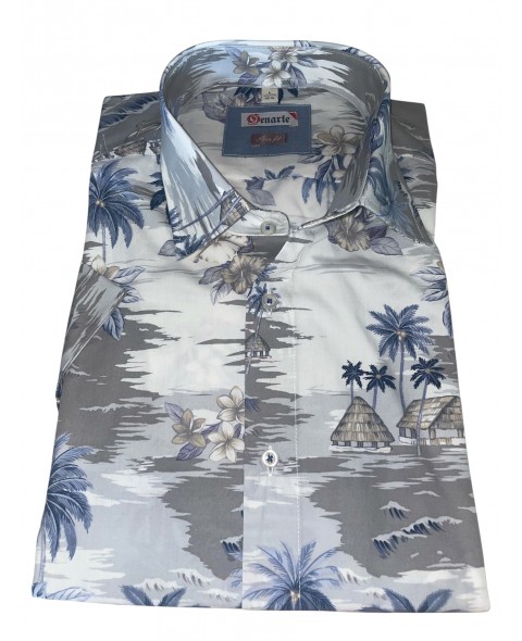 Cămașă Genarte cu imprimeu Hawaii SLIM