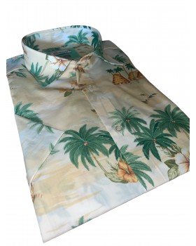 Cămașă Genarte cu imprimeu Hawaii SLIM