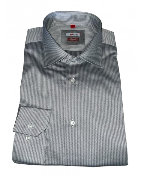 Cămașă bărbaţi gri herringbone SLIM
