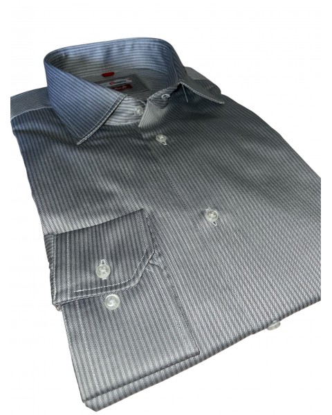 Cămașă bărbaţi gri herringbone SLIM
